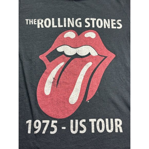 The Rolling Stones 1975 US Tour Womens Band Tee T-Shirt Size L Black White Red - Picture 1 of 5